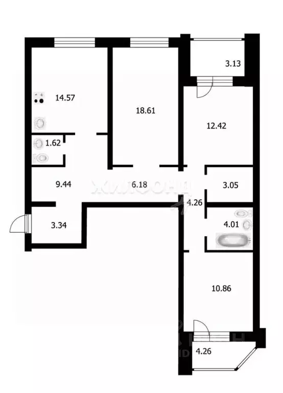 3-к кв. Новосибирская область, Бердск ул. Красная Сибирь, 101 (88.36 ... - Фото 0