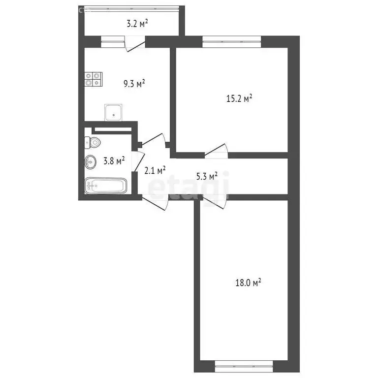 2-комнатная квартира: Кемерово, Пролетарская улица, 36А (54 м) - Фото 1