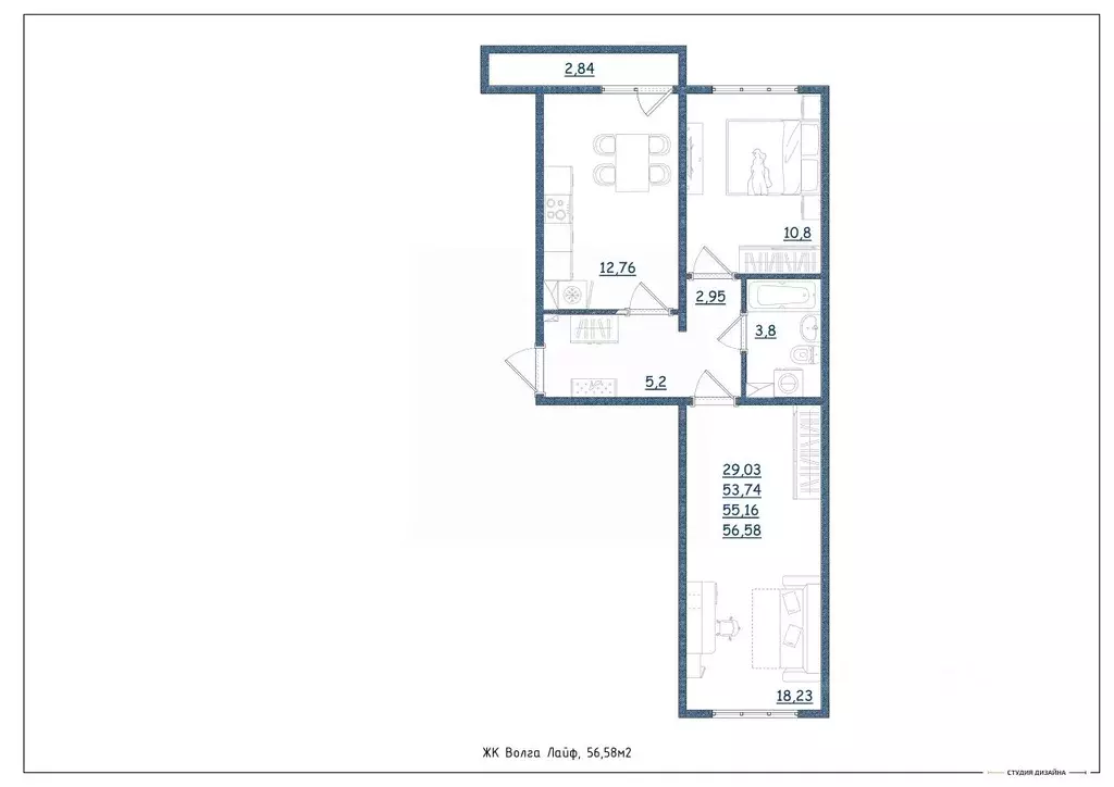 2-к кв. Тверская область, Тверь Новочеркасская ул., 49 (56.58 м) - Фото 2