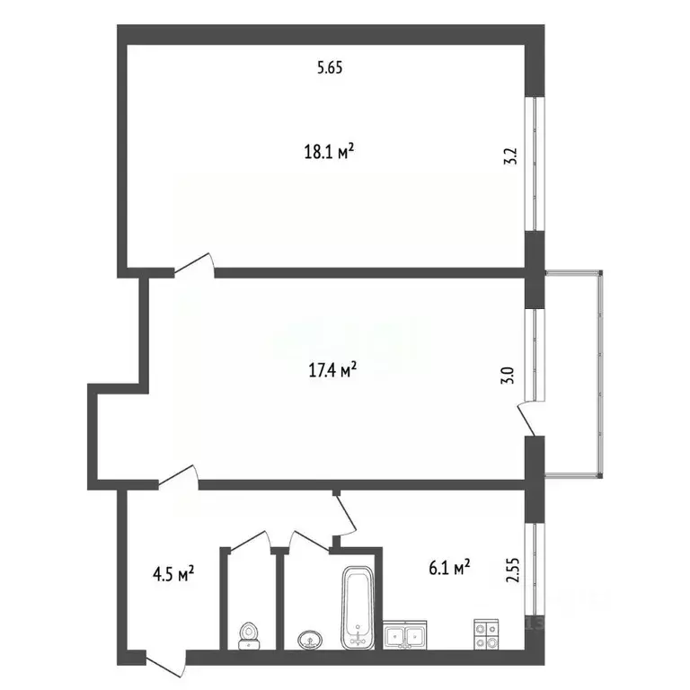 2-к кв. Вологодская область, Вологда ул. Добролюбова, 31 (49.4 м) - Фото 1