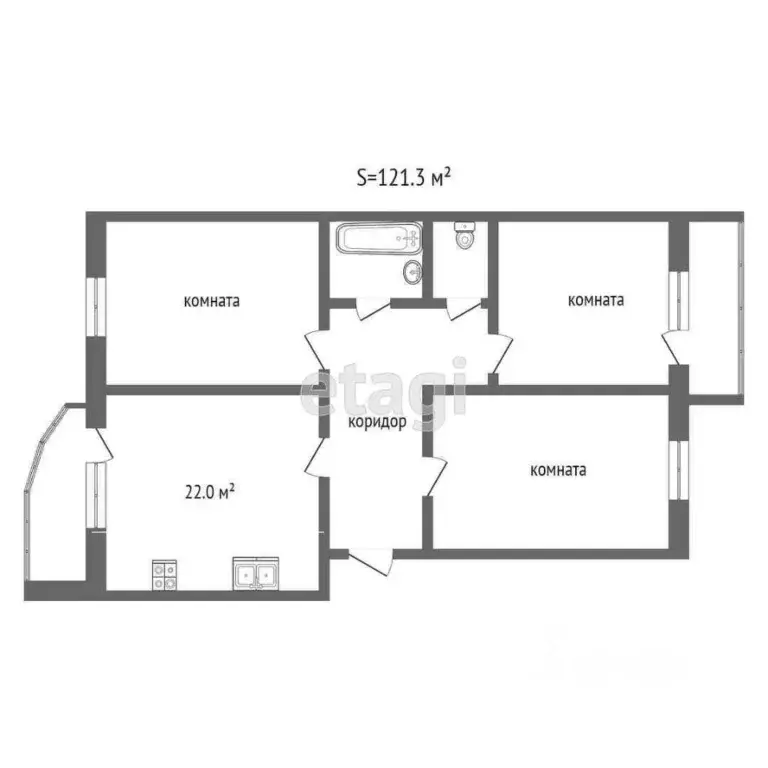3-к кв. Ханты-Мансийский АО, Ханты-Мансийск ул. Мира, 51 (121.3 м) - Фото 1
