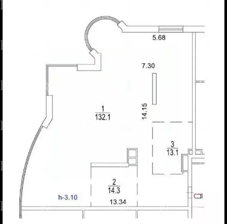 1-к кв. Москва просп. Вернадского, 94к2 (159.5 м) - Фото 2