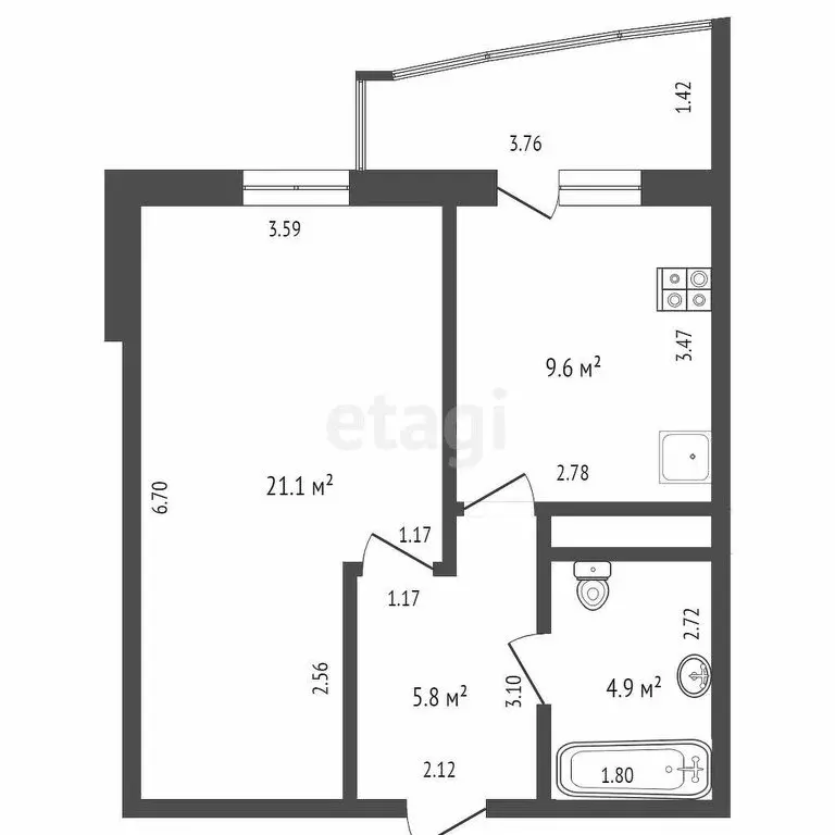 1-комнатная квартира: Дмитров, Сиреневая улица, 3 (41.3 м) - Фото 1