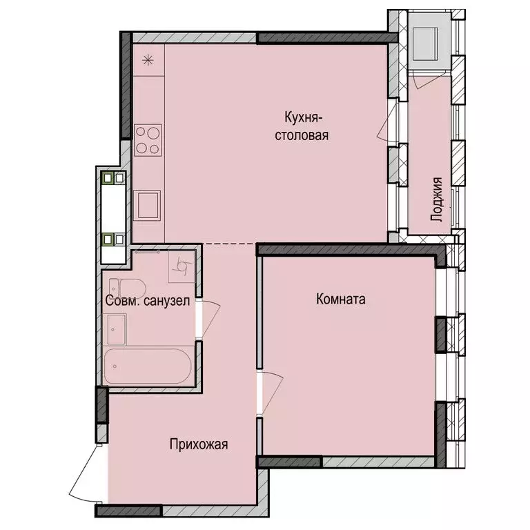 1-комнатная квартира: Казань, жилой район Седьмое Небо, ЖК Унай (42.7 ... - Фото 0