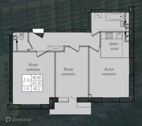 Продаётся 2-к квартира, 65.5 м - Фото 0
