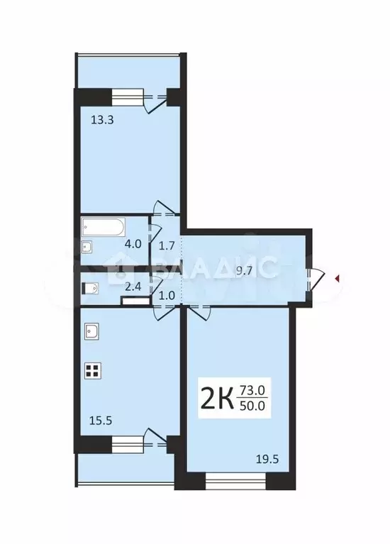 2-к. квартира, 73 м, 7/16 эт. - Фото 0