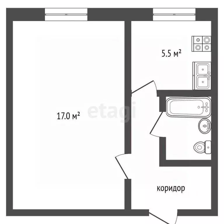 1-к кв. Псковская область, Псков ул. Металлистов, 7 (28.8 м) - Фото 2