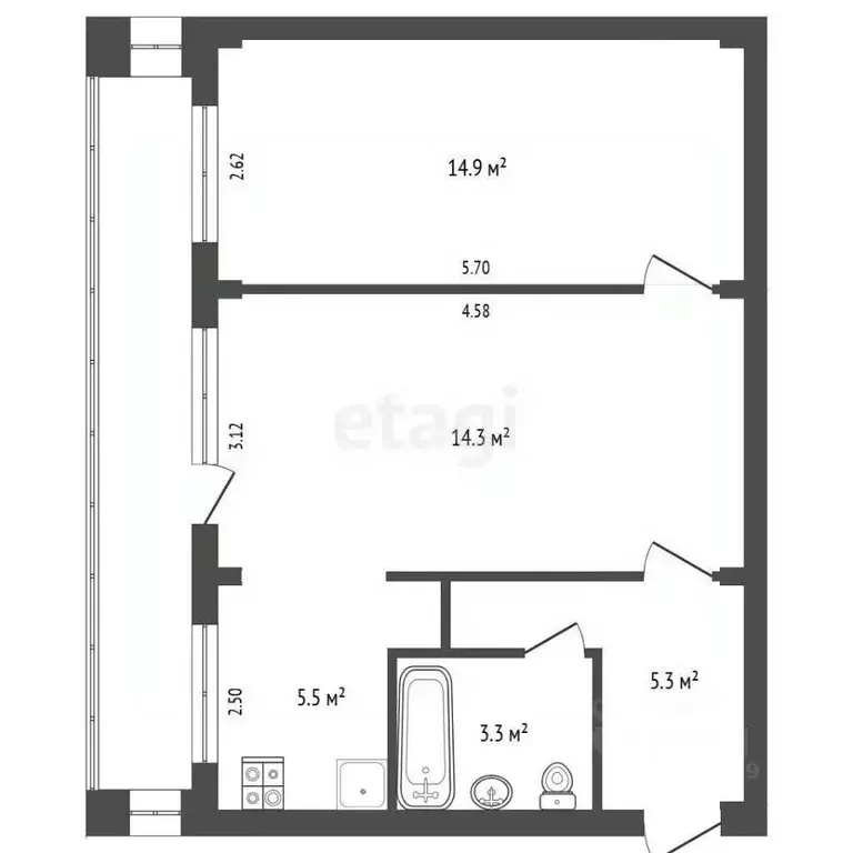 2-к кв. Архангельская область, Архангельск Ленинградский просп., 107 ... - Фото 2