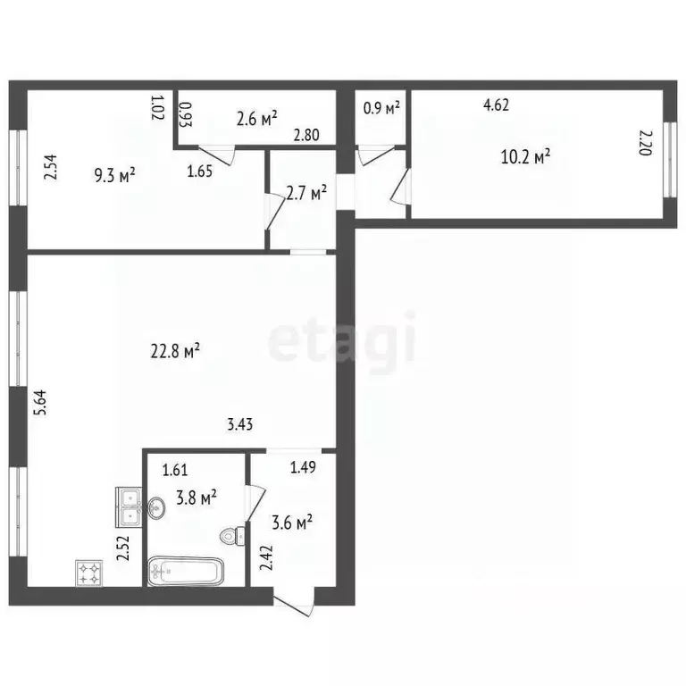 3-к кв. Санкт-Петербург Школьная ул., 64 (55.9 м) - Фото 1