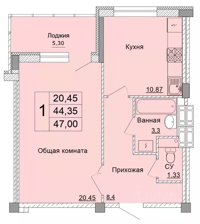 1-к кв. Белгородская область, Старый Оскол Степной мкр, 33Е (47.0 м) - Фото 0