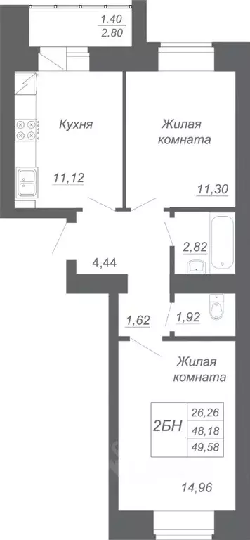 2-к кв. Татарстан, Зеленодольский район, Осиновское с/пос, с. Осиново ... - Фото 0