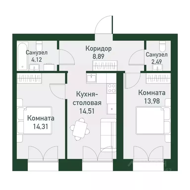 2-к кв. Свердловская область, Екатеринбург Твоя Привилегия жилой ... - Фото 0