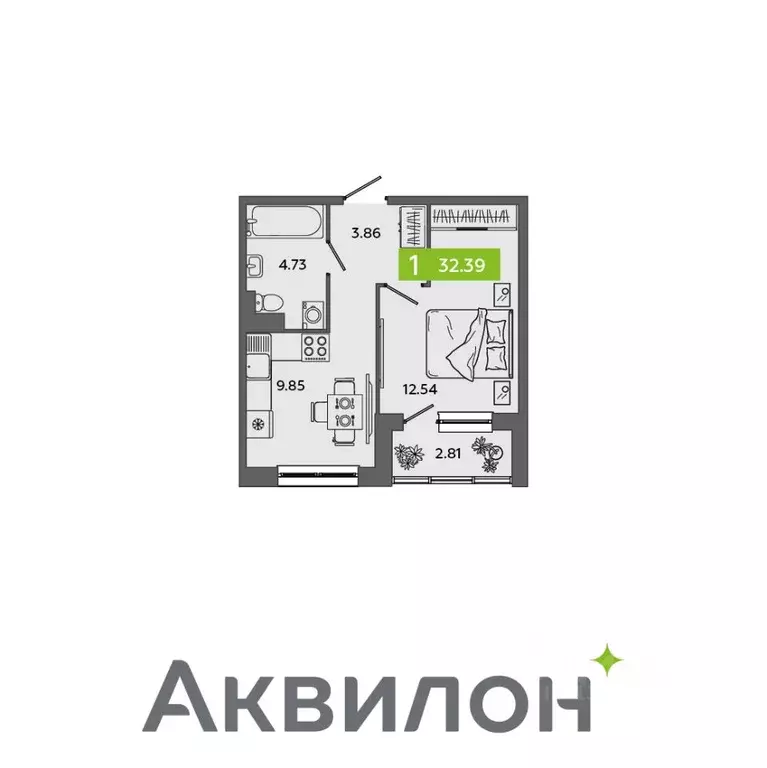 1-к кв. Архангельская область, Северодвинск Аквилон Севен жилой ... - Фото 0