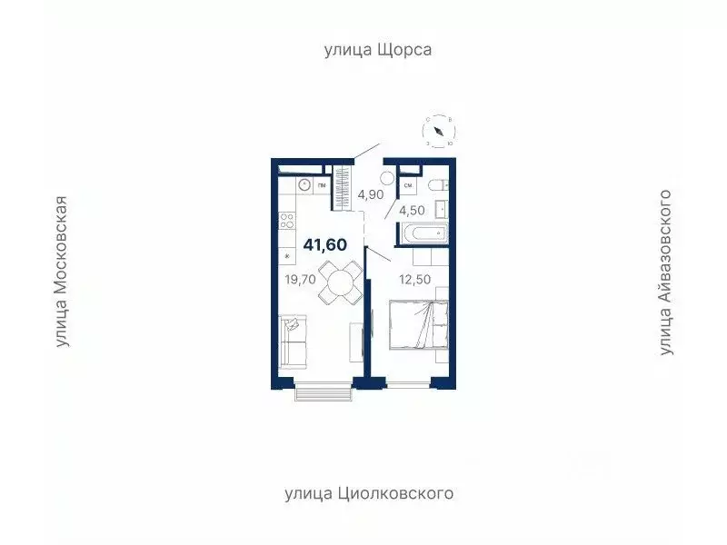 1-к кв. Свердловская область, Екатеринбург ул. Московская, 251 (41.6 ... - Фото 0