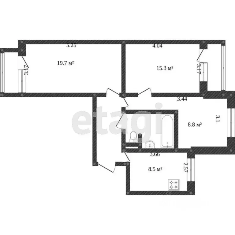 3-к кв. Белгородская область, Шебекино Рабочая ул., 1 (62.0 м) - Фото 1