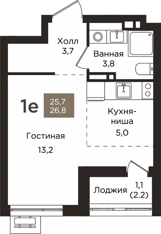 Студия Пермский край, Пермь ул. Капитана Гастелло, 21 (26.8 м) - Фото 1
