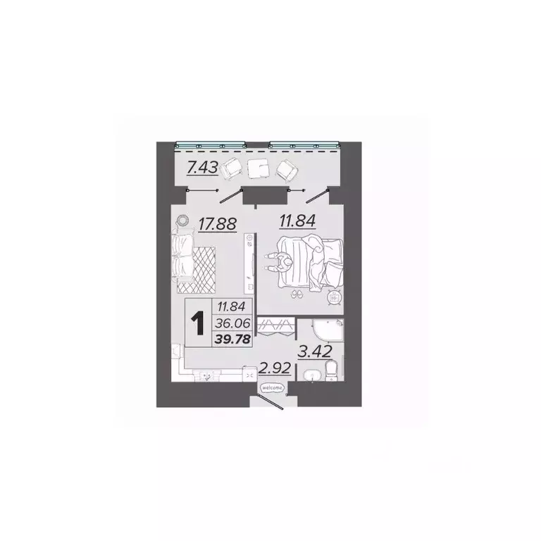 1-к кв. Брянская область, Брянск Архитектор жилой комплекс (39.78 м) - Фото 1