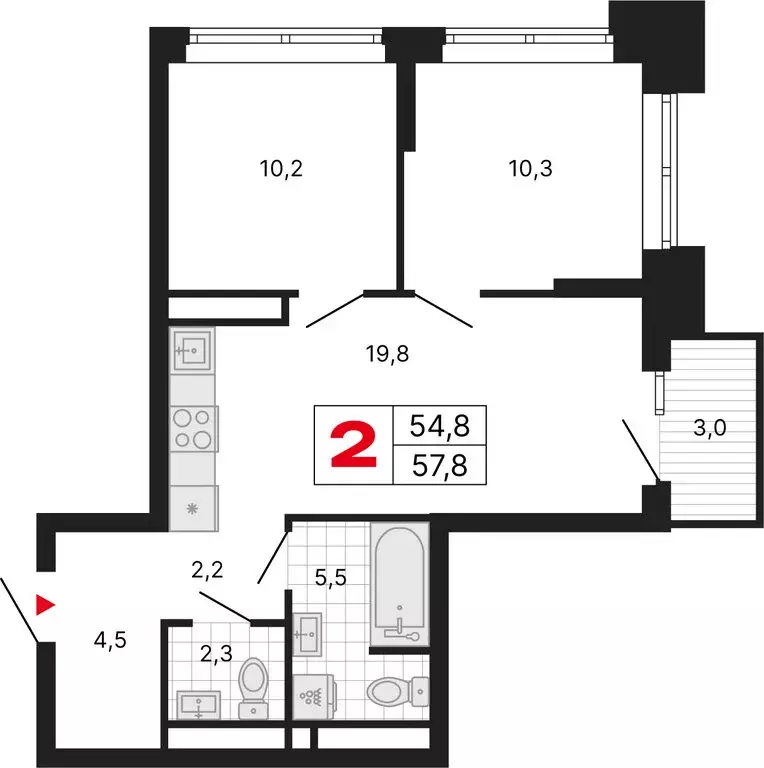 2-комнатная квартира: Москва, ЖК Бестселлер (57.8 м) - Фото 1