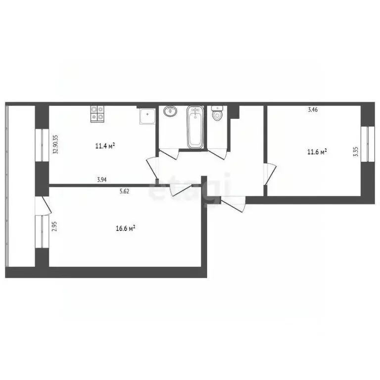 2-к кв. Ямало-Ненецкий АО, Муравленко ул. Нефтяников, 46 (51.0 м) - Фото 0