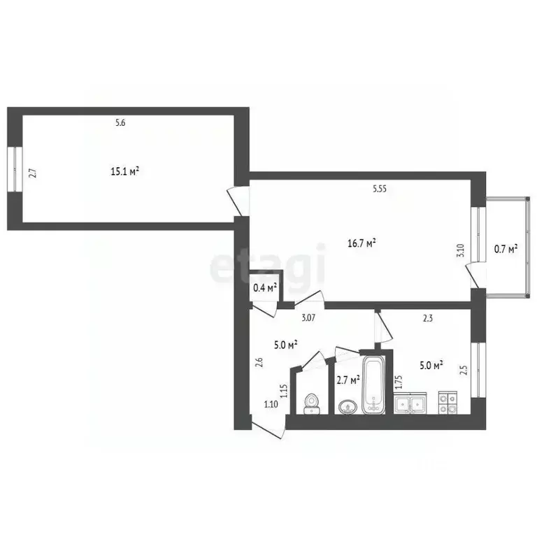 2-к кв. Мордовия, Саранск ул. Попова, 60 (44.9 м) - Фото 1