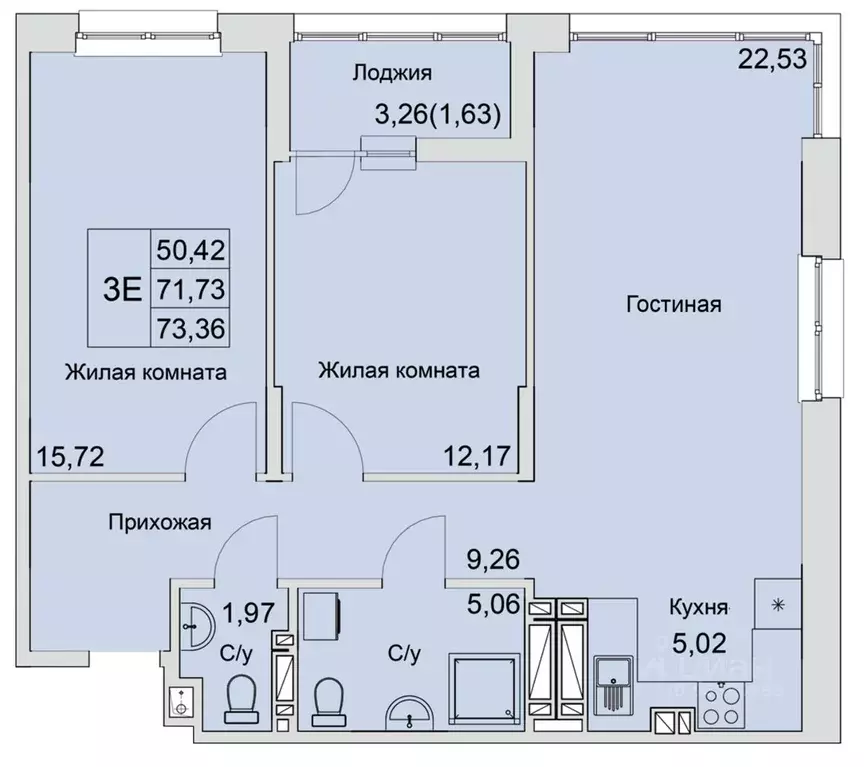 3-к кв. Ростовская область, Батайск  (73.36 м) - Фото 0