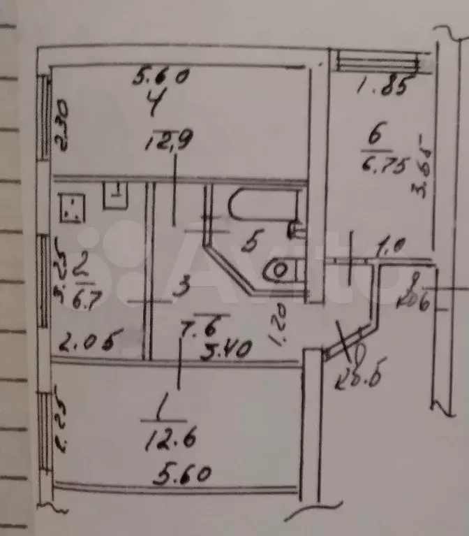 2-к. квартира, 51 м, 2/5 эт. - Фото 0