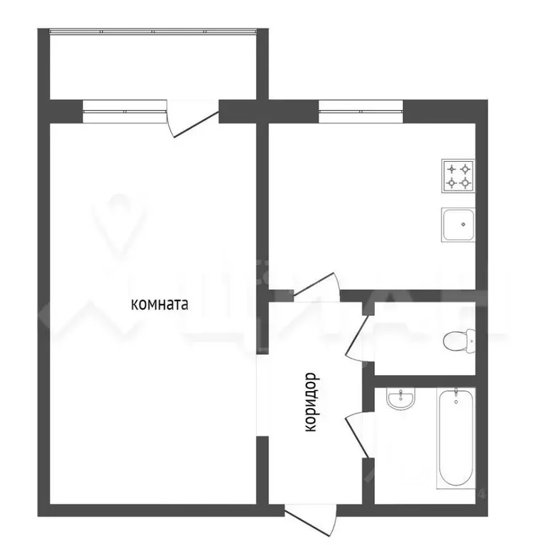 1-к кв. Псковская область, Псков Инженерная ул., 86 (32.6 м) - Фото 1