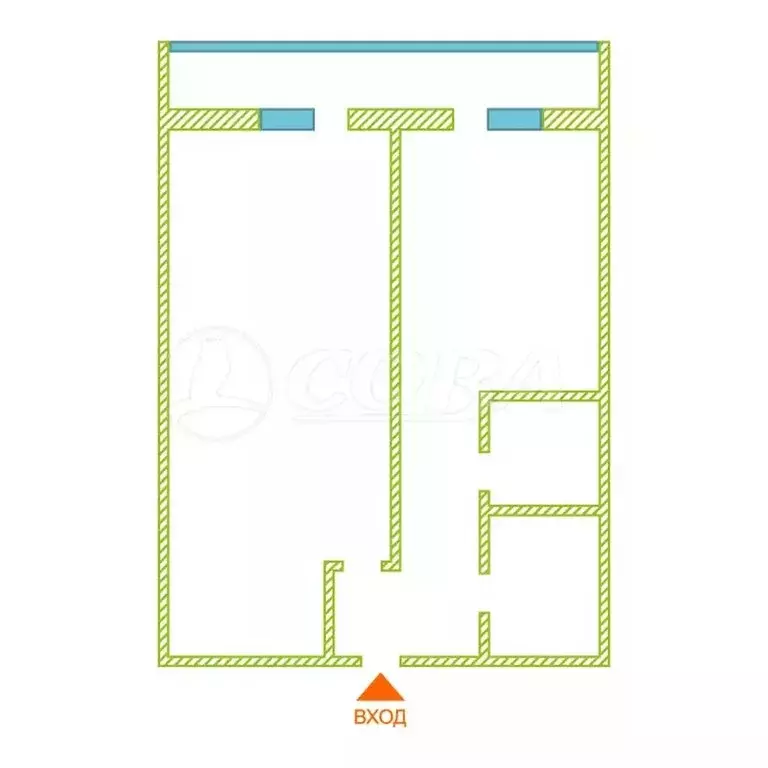 1-комнатная квартира: Курган, улица Анфиногенова, 11 (34.4 м) - Фото 1