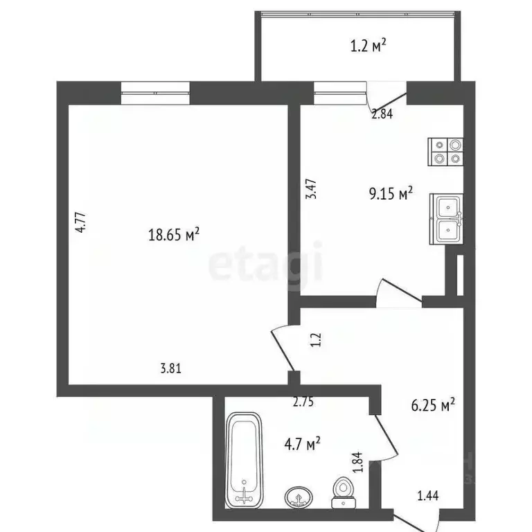 1-к кв. Крым, Евпатория просп. Победы, 93 (38.9 м) - Фото 2