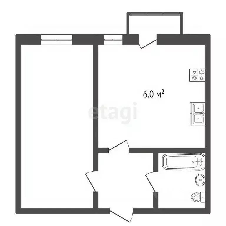 1-к кв. Калужская область, Боровск ул. Петра Шувалова, 24 (29.0 м) - Фото 2