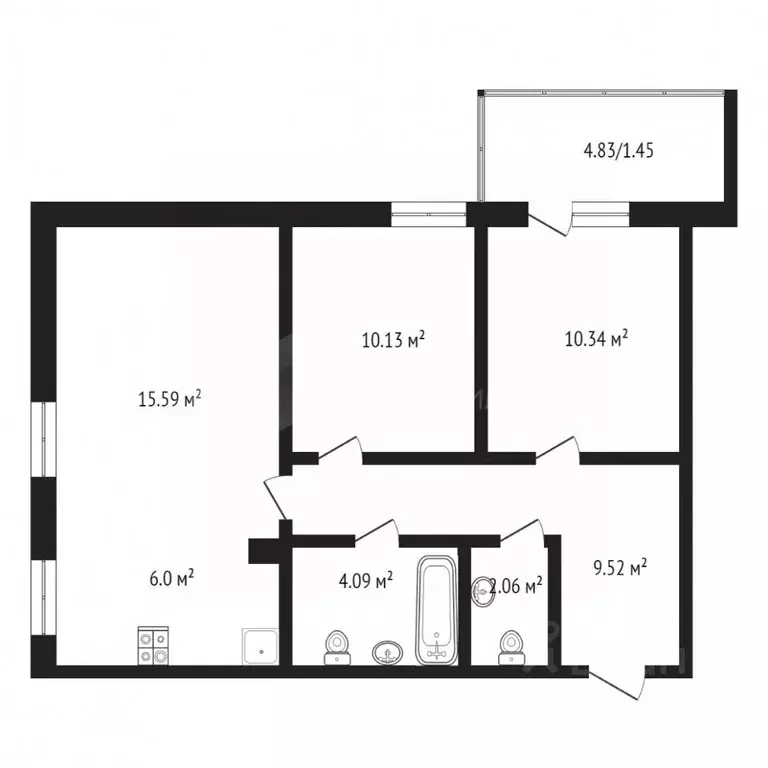 2-к кв. Тюменская область, Тюмень ул. Парада Победы, 13 (51.0 м) - Фото 1