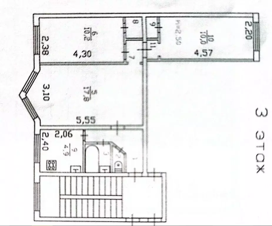 Квартира, 3 комнаты, 55.2 м - Фото 1