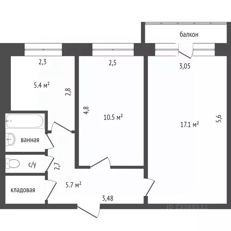 2-к кв. Красноярский край, Красноярск Ульяновский просп., 2 (45.0 м) - Фото 2