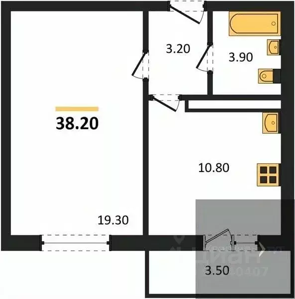 1-к кв. Воронежская область, Воронеж ул. Шидловского, 38 (38.2 м) - Фото 1