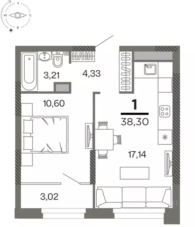 1-к кв. Рязанская область, Рязань Олимпийский городок мкр, Северный ... - Фото 1