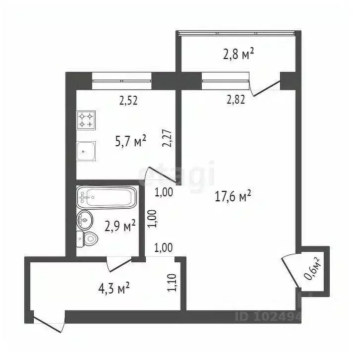 1-к кв. Башкортостан, Уфа Первомайская ул., 53 (31.1 м) - Фото 1