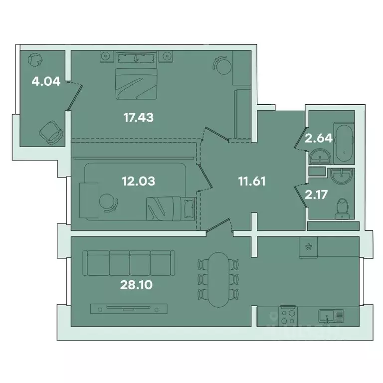 2-к кв. Иркутская область, Иркутск ул. Петрова, 16 (78.02 м) - Фото 0