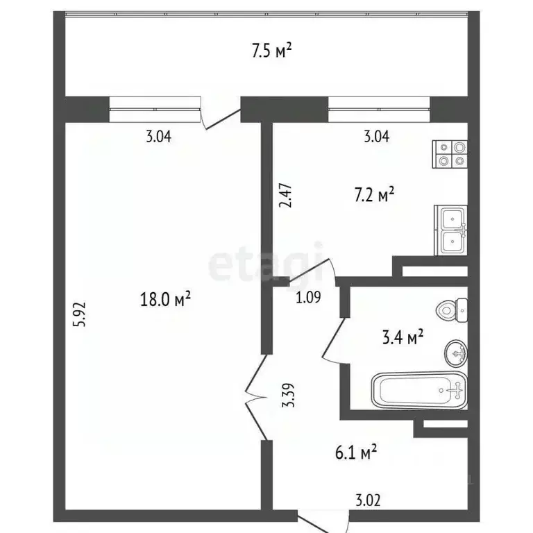 1-к кв. Томская область, Томск Солнечный мкр, ул. Герасименко, 3/16 ... - Фото 2