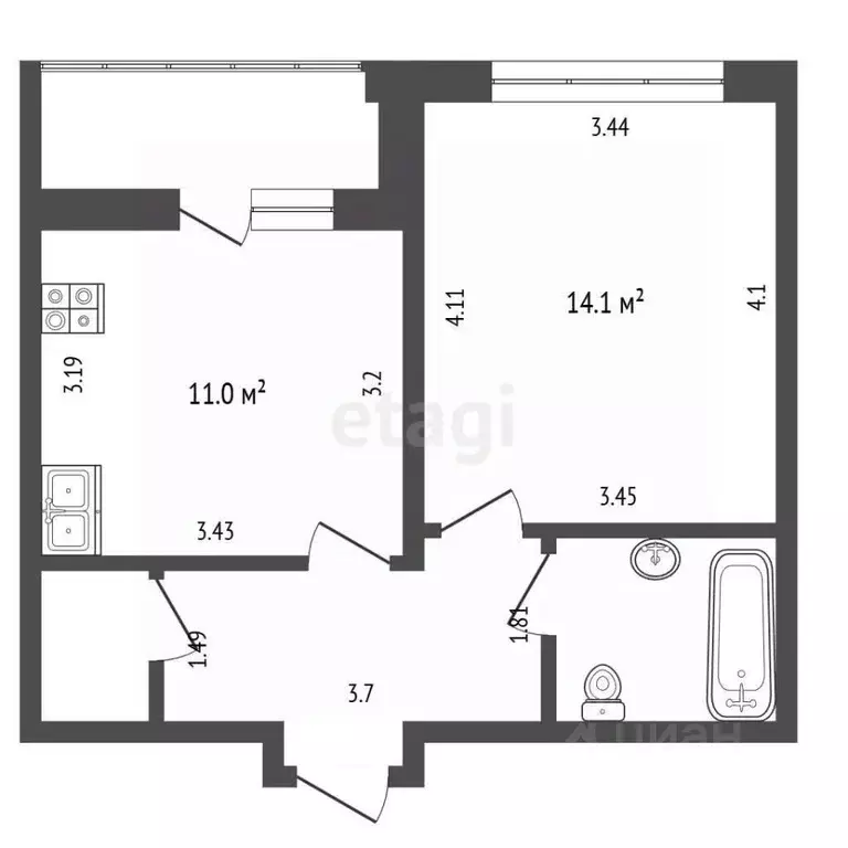 1-к кв. Москва Ленинградское ш., 228к3 (36.3 м) - Фото 2