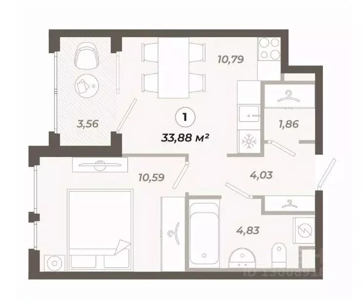 1-к кв. Санкт-Петербург ул. Коли Томчака, 21Д (33.88 м) - Фото 0