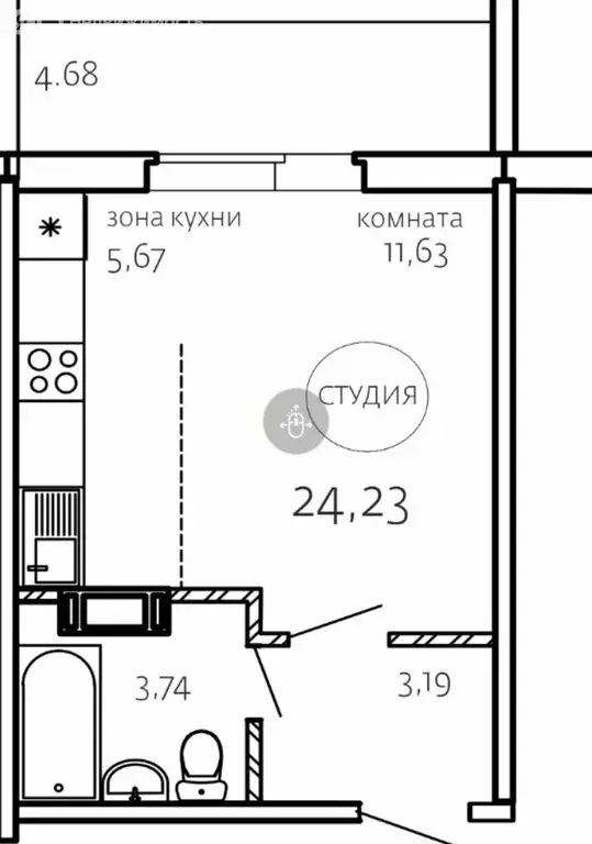 Квартира-студия: Челябинск, улица Маршала Чуйкова, 32 (28.9 м) - Фото 0