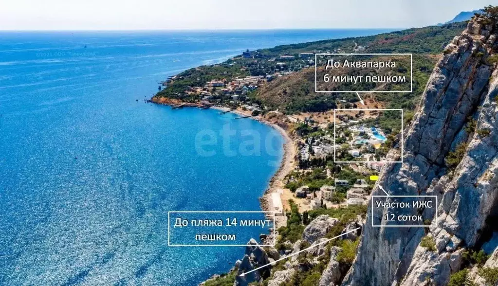 Участок в Крым, Ялта городской округ, Симеиз пгт  (12.0 сот.) - Фото 1