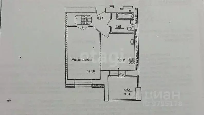 1-к кв. Татарстан, Казань ул. Салиха Батыева, 21 (43.3 м) - Фото 1