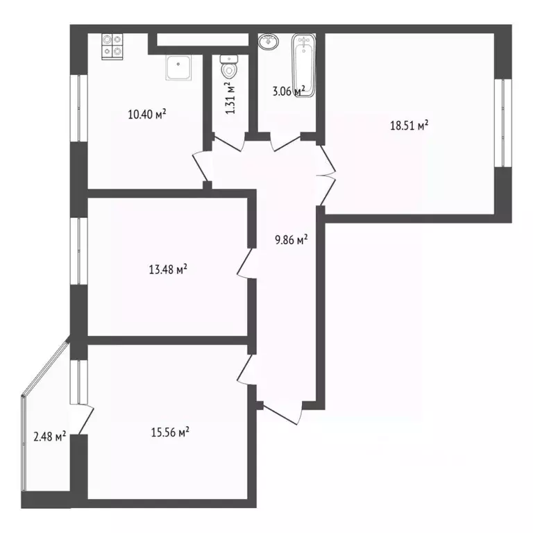 3-к кв. Тюменская область, Тюмень ул. Николая Ростовцева, 2 (72.9 м) - Фото 2