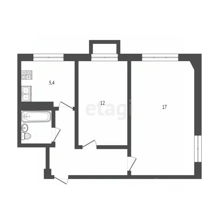 2-к кв. Псковская область, Псков ул. Ижорского Батальона, 35 (42.9 м) - Фото 2