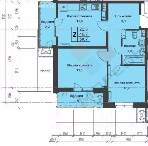 2-комнатная квартира: Краснодар, улица Автолюбителей, 1Г (50.7 м) - Фото 0