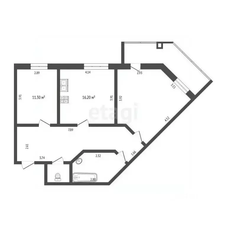 2-к кв. Тюменская область, Тюмень Миусская ул., 8 (73.9 м) - Фото 2