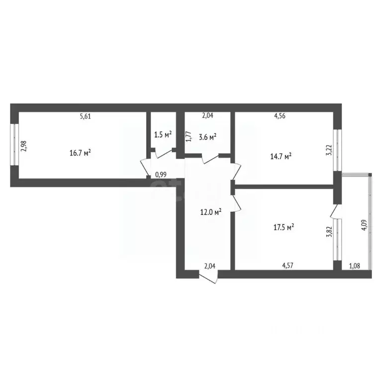 2-к кв. Амурская область, Благовещенск Игнатьевское ш., 10/6 (68.2 м) - Фото 2