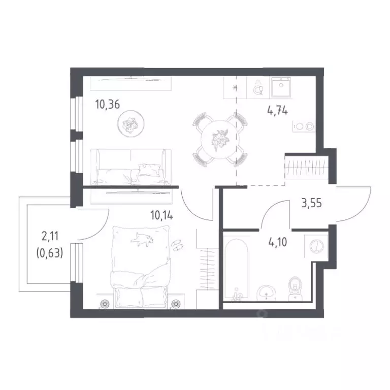 2-к кв. Московская область, Ленинский городской округ, Мисайлово пгт, ... - Фото 0