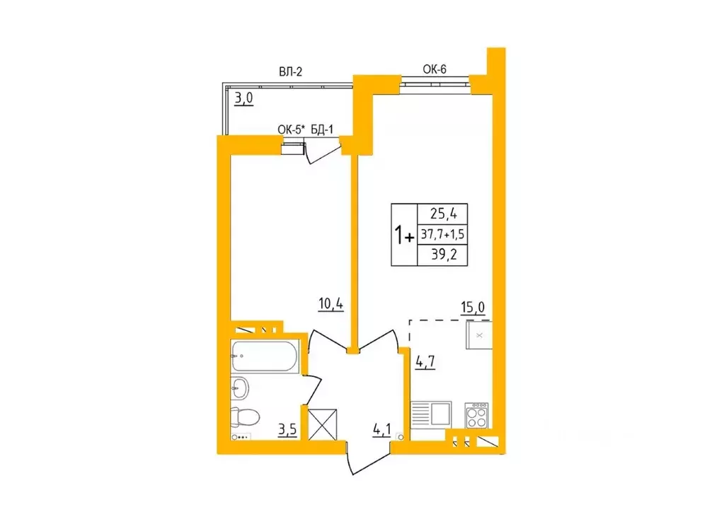 1-к кв. Башкортостан, Уфа ул. имени Фронтовых Бригад, 15/1 (39.0 м) - Фото 0